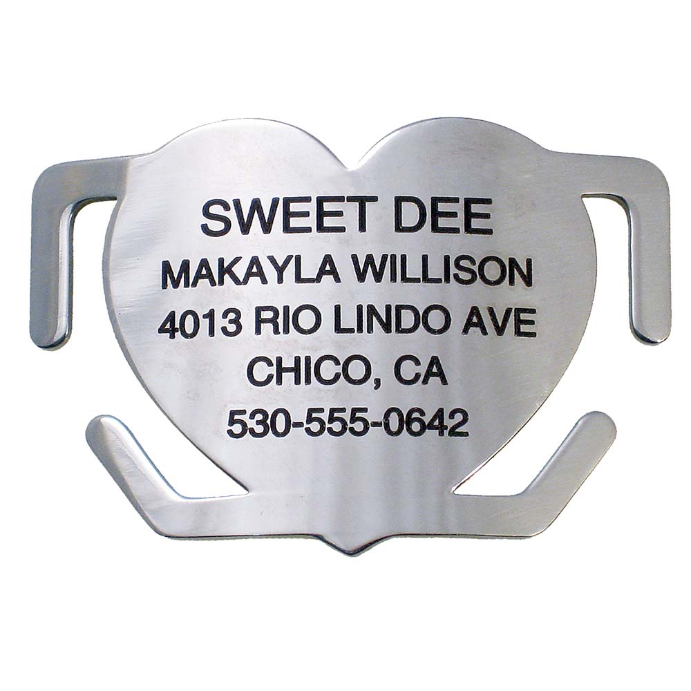 Open ends heart shaped slide-on tag